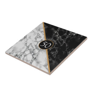 Azulejo Ficha cerámica de faux marble de cumpleaños person