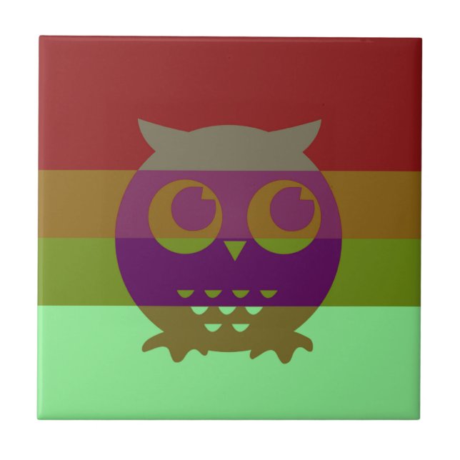 Azulejo Ficha de fotografía de cerámica de búho abstracto (Frente)