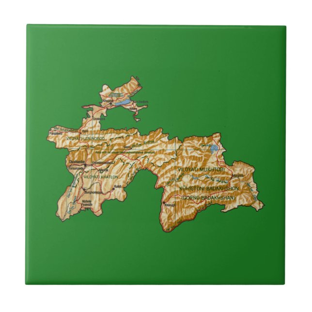 Azulejo Ficha de mapa de Tayikistán (Frente)