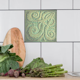 Azulejo Fiddlehead helm Green Ceramic Tile