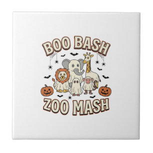 Azulejo Fiesta de animales divertidos en Halloween Zoo Boo