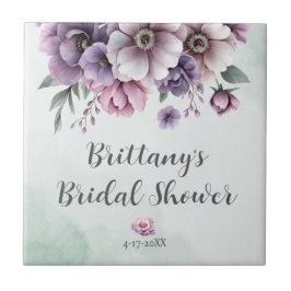 Azulejo Fiesta de Despedida de Soltera Lavanda y Verde Flo