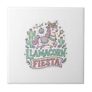 Azulejo Fiesta de Llamacornio Unicornio Vector Premium POD