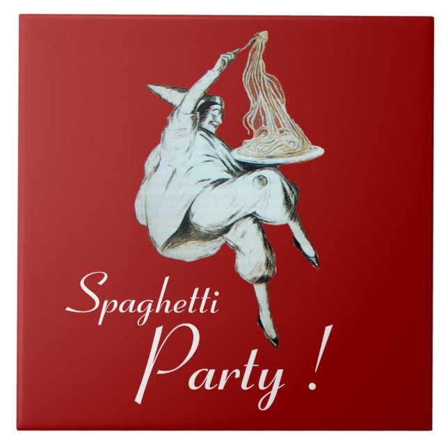 Azulejo Fiesta DE SPAGHETTI, COCINA ITALIANA Invitación a  (Frente)