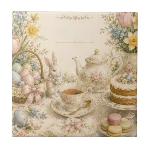 Azulejo Fiesta de té de Pascua, Celebración floral vintage