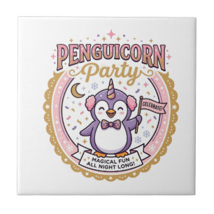 Azulejo Fiesta de Unicornio Penguicornio POD Lista Diseño 