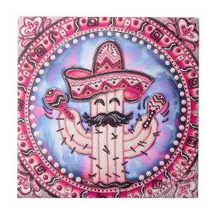 Azulejo Fiesta mexicana Cinco de Mayo Azul rosa