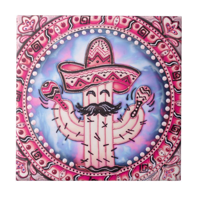 Azulejo Fiesta mexicana Cinco de Mayo Azul rosa (Frente)