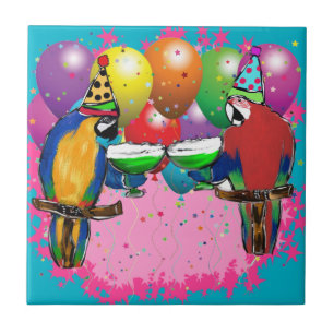 AZULEJO FIESTA PARROTS