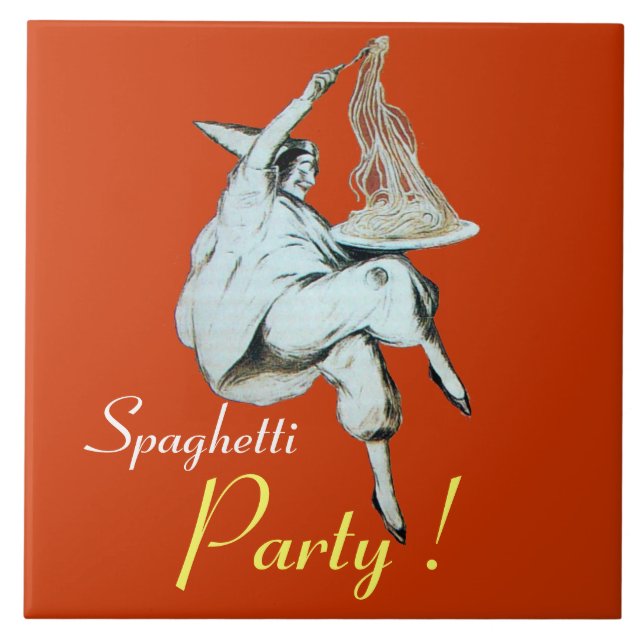 Azulejo Fiesta SPAGHETTI, COCINA ITALIANA, naranja (Frente)