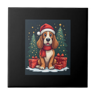 Azulejo Fiestas de Navidad de Perro de Basset Hound Santa