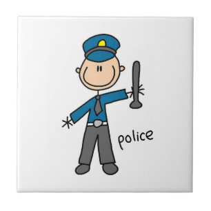 Azulejo Figura de palitos de oficial de policía