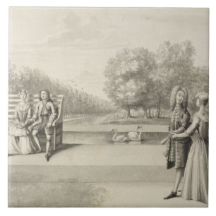 Azulejo Figuras en el banco del agua larga, Hampton Cou