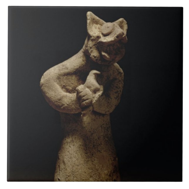 Azulejo Figurilla de un demonio León-Dirigido, (Frente)