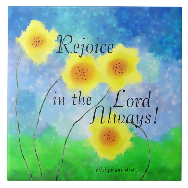 Azulejo Filipinas 4:4 Biblia, regocijo en el Señor siempre (Frente)