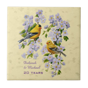 Azulejo Fincas de oro y flores de manzana amarillo