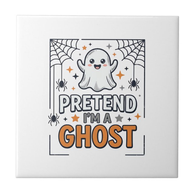 Azulejo Finge Que Soy un Fantasma Lindo Halloween (Frente)