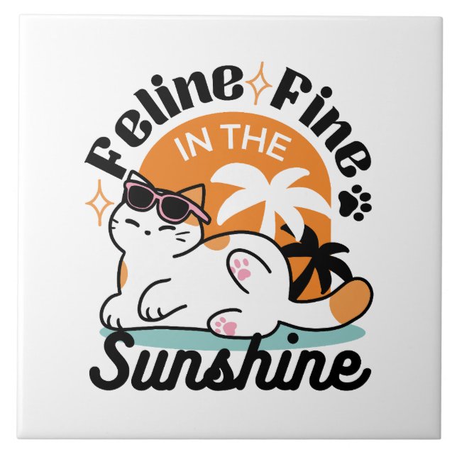 Azulejo Fino felino a la luz del sol - Gato tropical relaj (Frente)