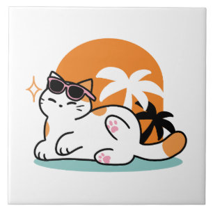 Azulejo Fino felino a la luz del sol - Gato tropical relaj