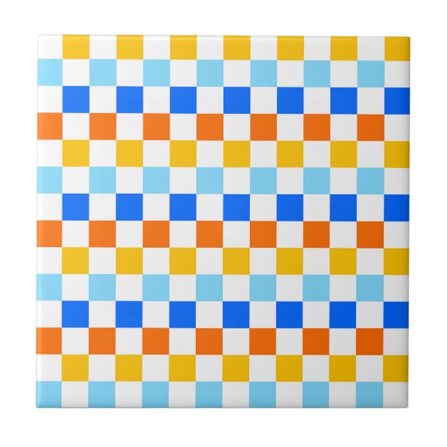 Azulejo Fire and ice checkerboard pattern (Frente)