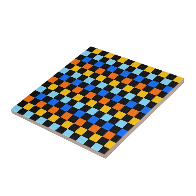 Azulejo Fire and ice checkerboard pattern (Lado)