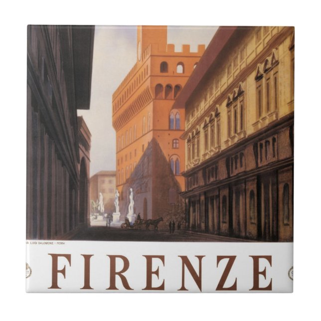 Azulejo Firenze, Florencia, Palazzo Vecchio, Vintage Itali (Frente)