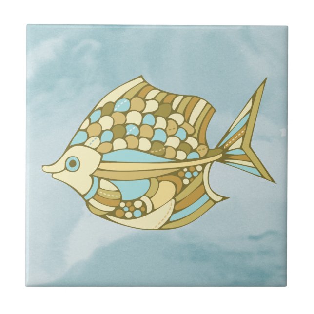 Azulejo Fish Art Blue Nautical (Frente)