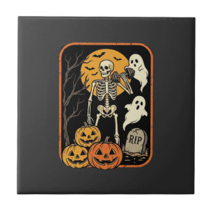 Azulejo Fitness Halloween Esqueleto Fantasma Calabaza Entr