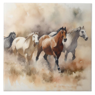 Azulejo "Five Galloping Mustangs"