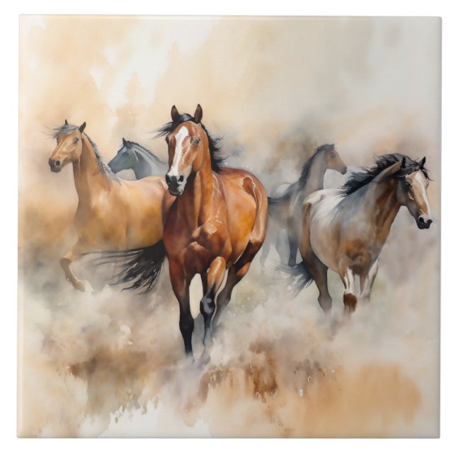 Azulejo "Five Wild Mustangs" (Frente)