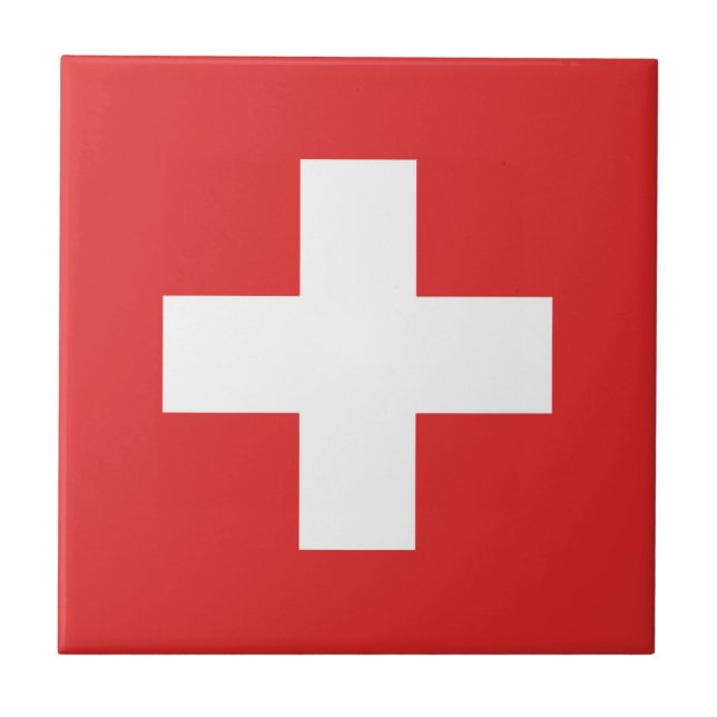 Azulejo Flag of Switzerland Svizzera - Suiza Suisse - (Frente)
