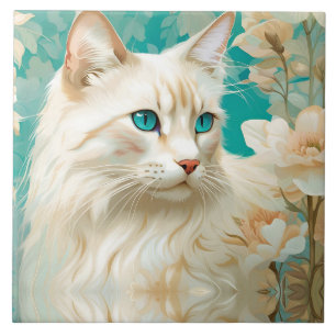 Azulejo Flame Lynx Point Siamese Retrato Art