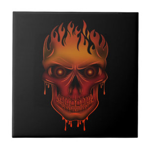 Azulejo Flame Skull