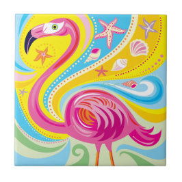 Azulejo Flamenco Rosa con Estrella de Mar