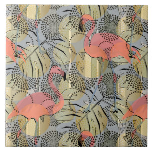 Azulejo Flamencos sobre un fondo abstracto