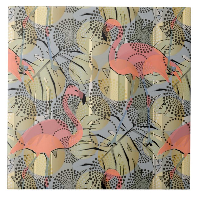 Azulejo Flamencos sobre un fondo abstracto (Frente)