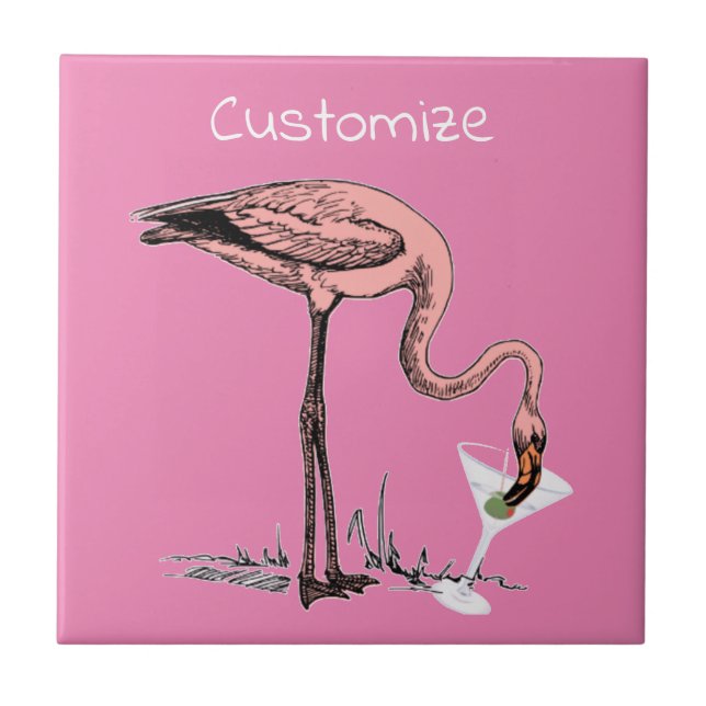 Azulejo Flamingo Beber Martini Thunder_Cove (Frente)