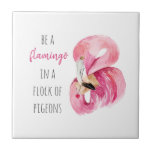 Azulejo Flamingo De Color Rosa Exótico Moderno Con Cita<br><div class="desc">Flamingo De Color Rosa Exótico Moderno Con Cita</div>