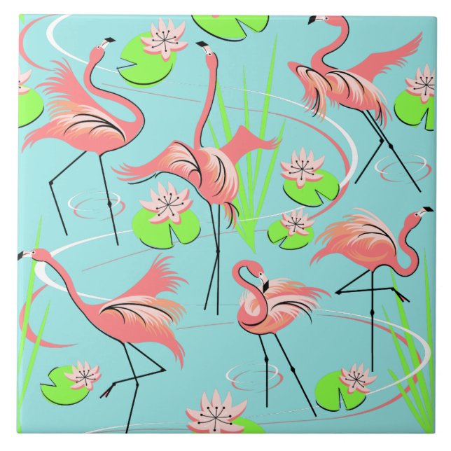 Azulejo Flamingo Fandango, ficha de repetición (Frente)