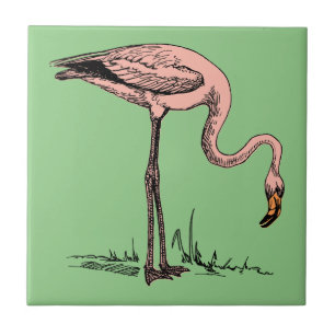 Azulejo Flamingo rosa elegante - Estética de época