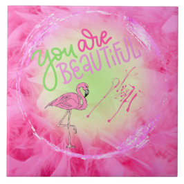 Azulejo Flamingo Rosa Eres Hermoso Inspirador