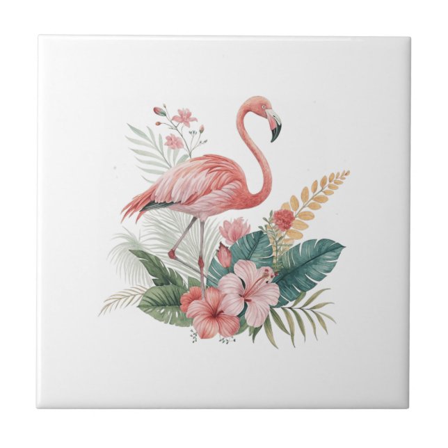 Azulejo Flamingo With Flowers (Frente)