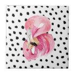 Azulejo Flamingo y puntos de color rosa exótico moderno<br><div class="desc">Flamingo y puntos de color rosa exótico moderno</div>