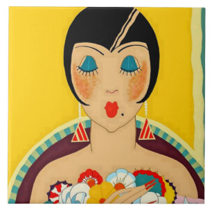 Azulejo “Flappers y Flores” Art Deco por Jose Carlos