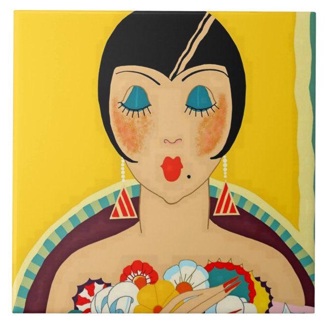 Azulejo “Flappers y Flores” Art Deco por Jose Carlos (Frente)