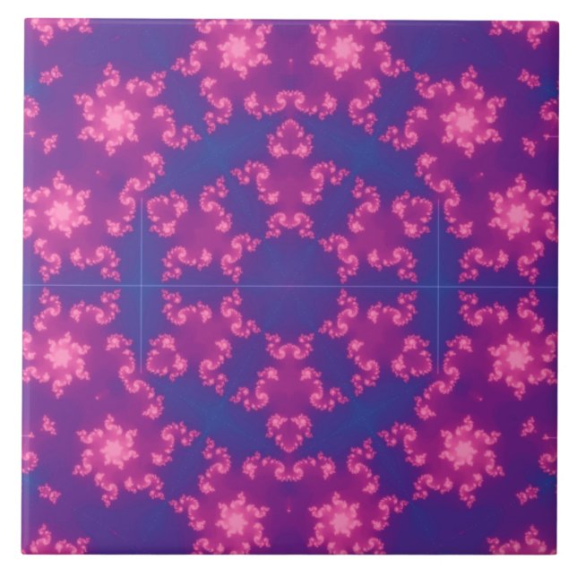 Azulejo Flauta de nieve gradiente rosa y azul Kaleidoscope (Frente)