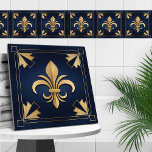 Azulejo Fleur-De-Lis - Art Deco - Azul y Oro<br><div class="desc">Fleur-De-Lis - Art Deco - Azul y Oro</div>