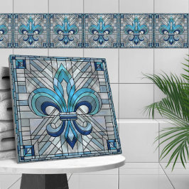 Azulejo Fleur-de-lis - Arte de mosaico de vidrio manchado