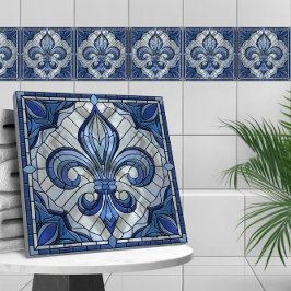 Azulejo Fleur-de-lis - Arte de mosaico de vidrio manchado