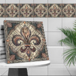 Azulejo Fleur-de-lis - Arte de mosaico de vidrio manchado<br><div class="desc">Fleur-de-lis - Arte de mosaico de vidrio manchado</div>